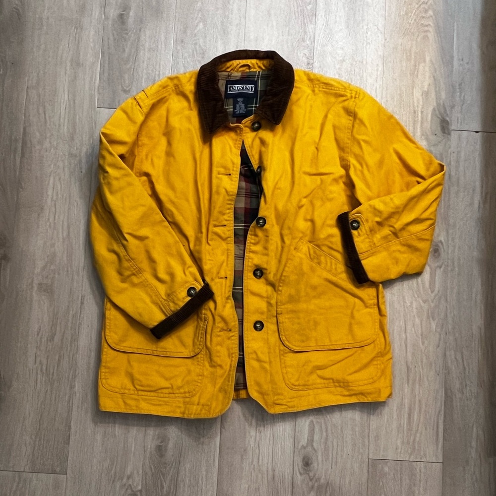 Mustard yellow vintage Lands’ End chore jacket